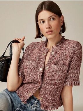 J. Crew Fingertrim Ladylike Cropped Sweater | size Large